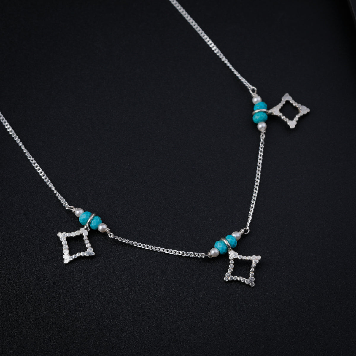 Silver Necklace with Turquoise Stones