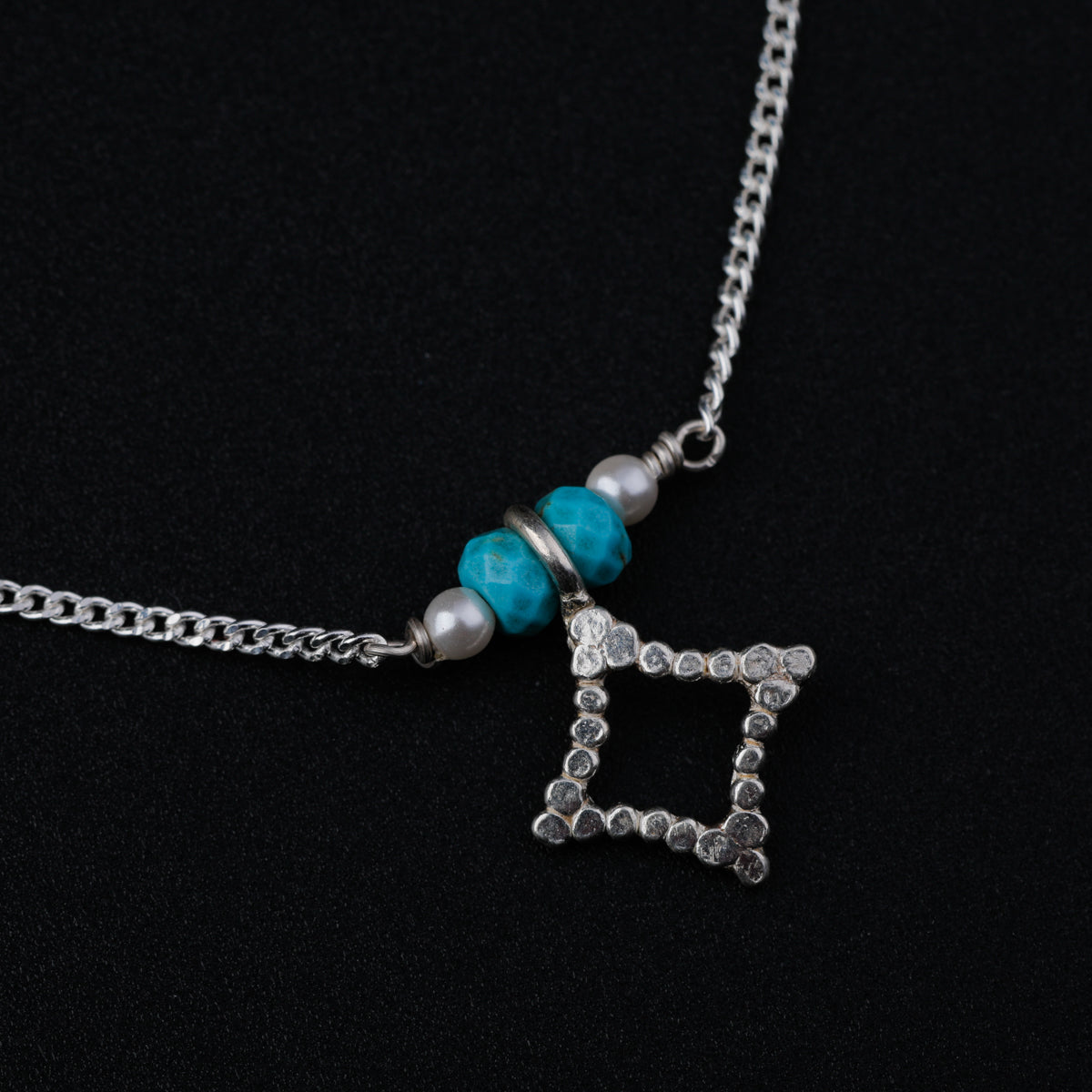 Silver Necklace with Turquoise Stones