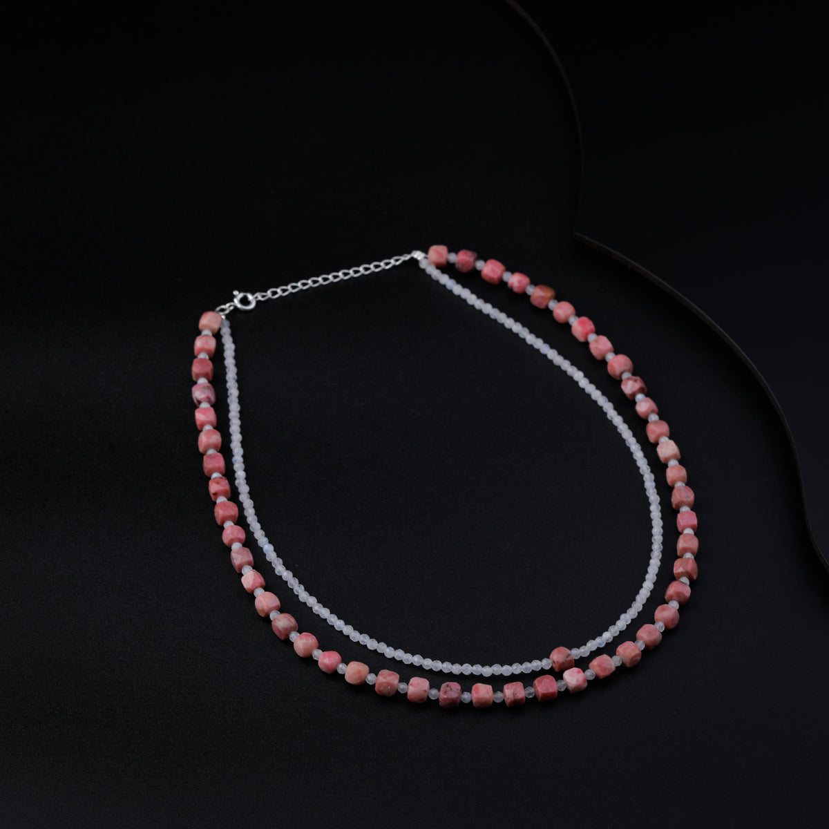 Rhodolite and Moonstone Silver Necklace