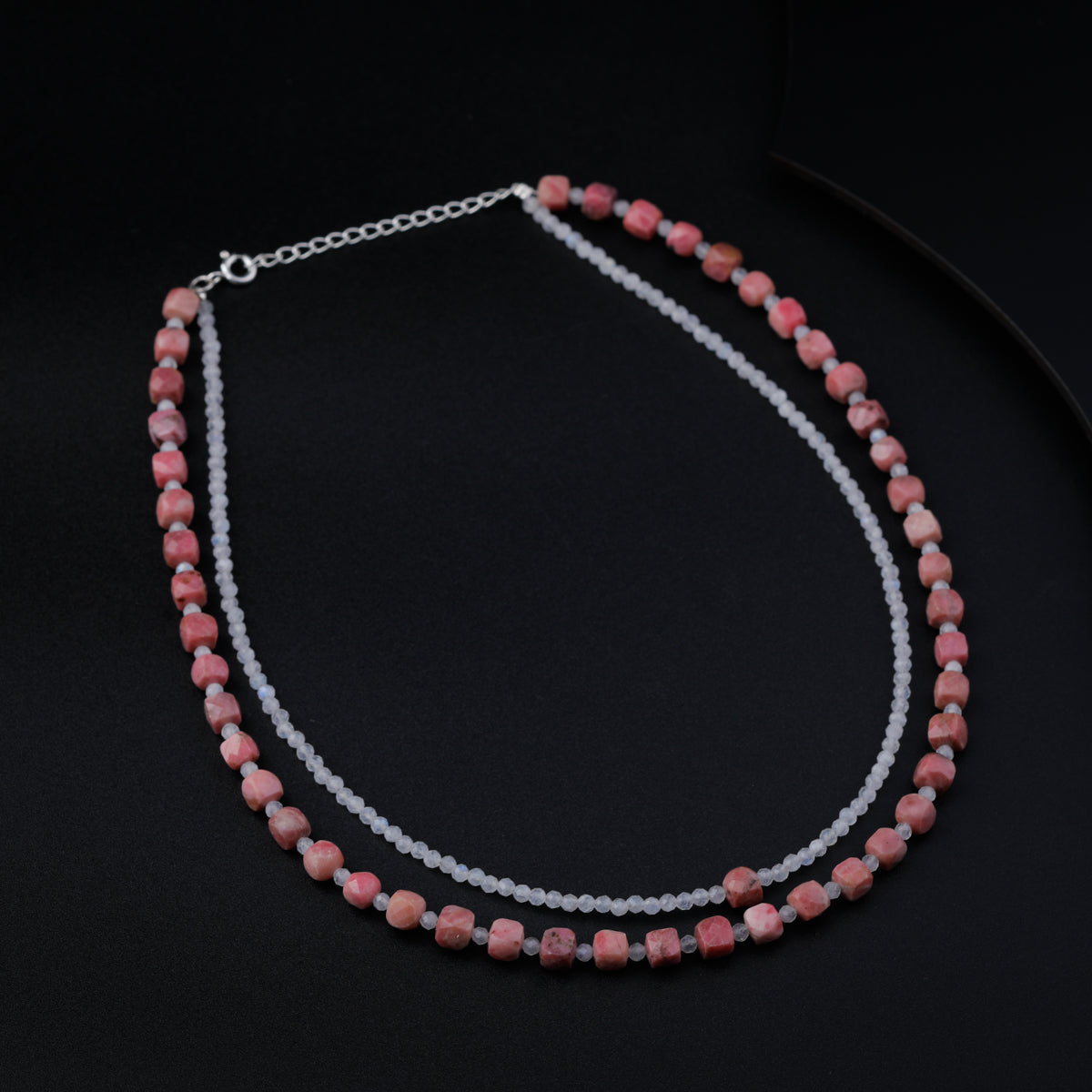 Rhodolite and Moonstone Silver Necklace