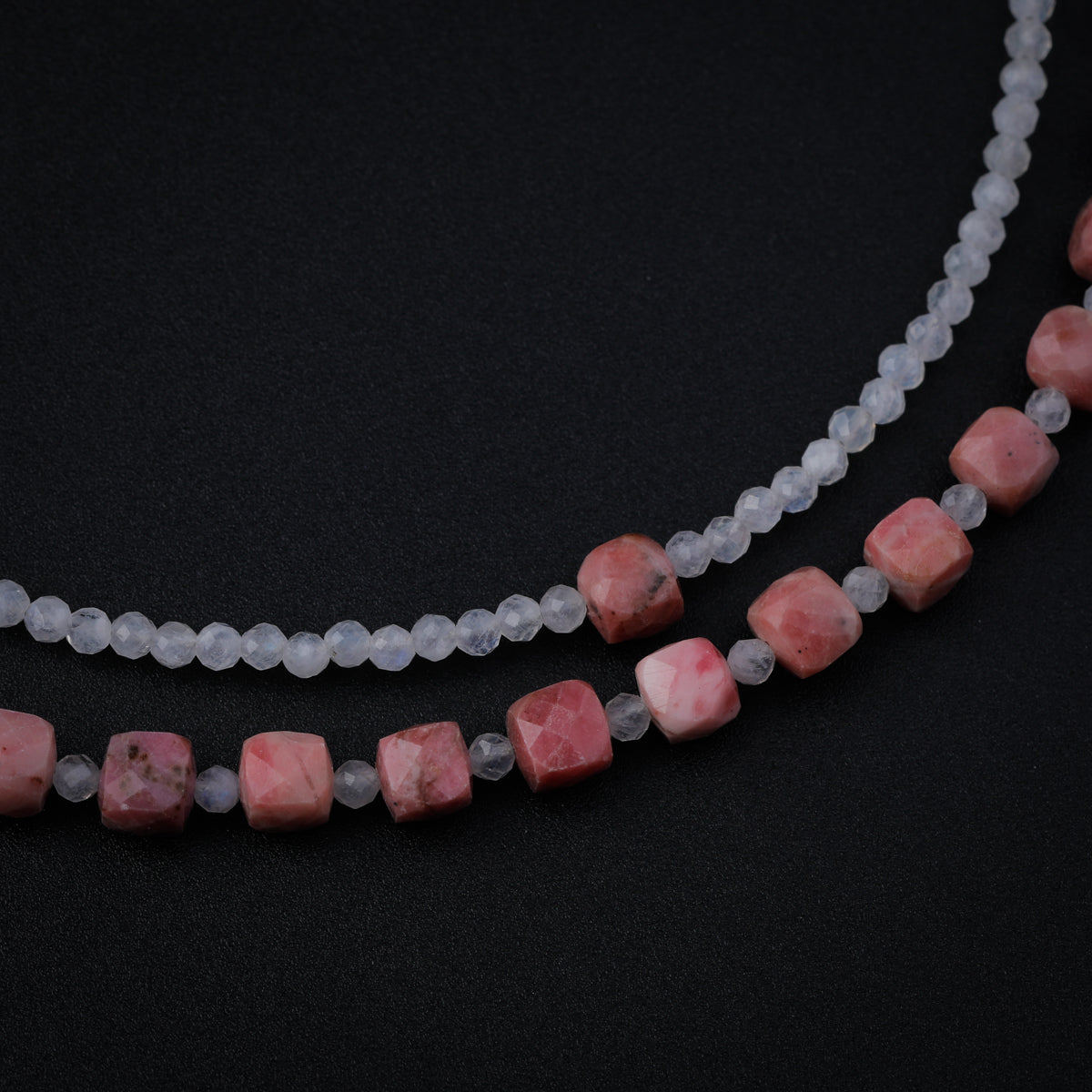 Rhodolite and Moonstone Silver Necklace