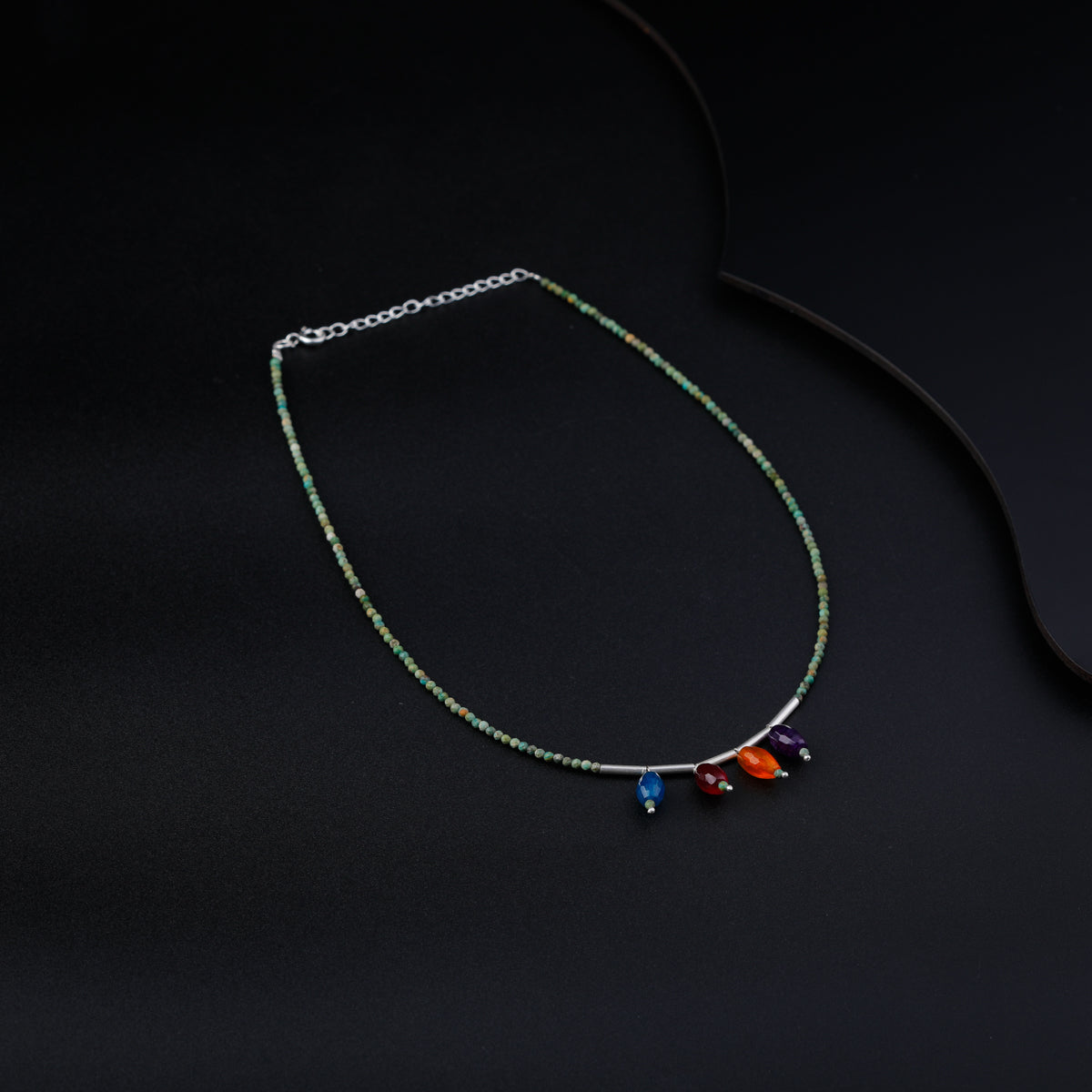 Multicolor Necklace with Silver Pipe