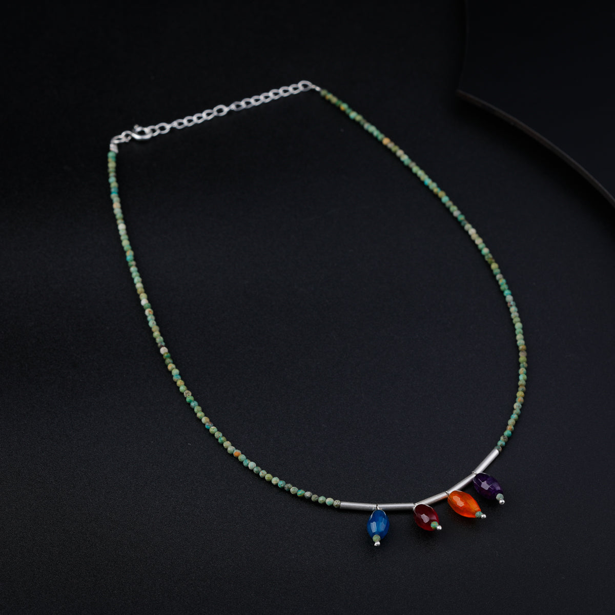 Multicolor Necklace with Silver Pipe