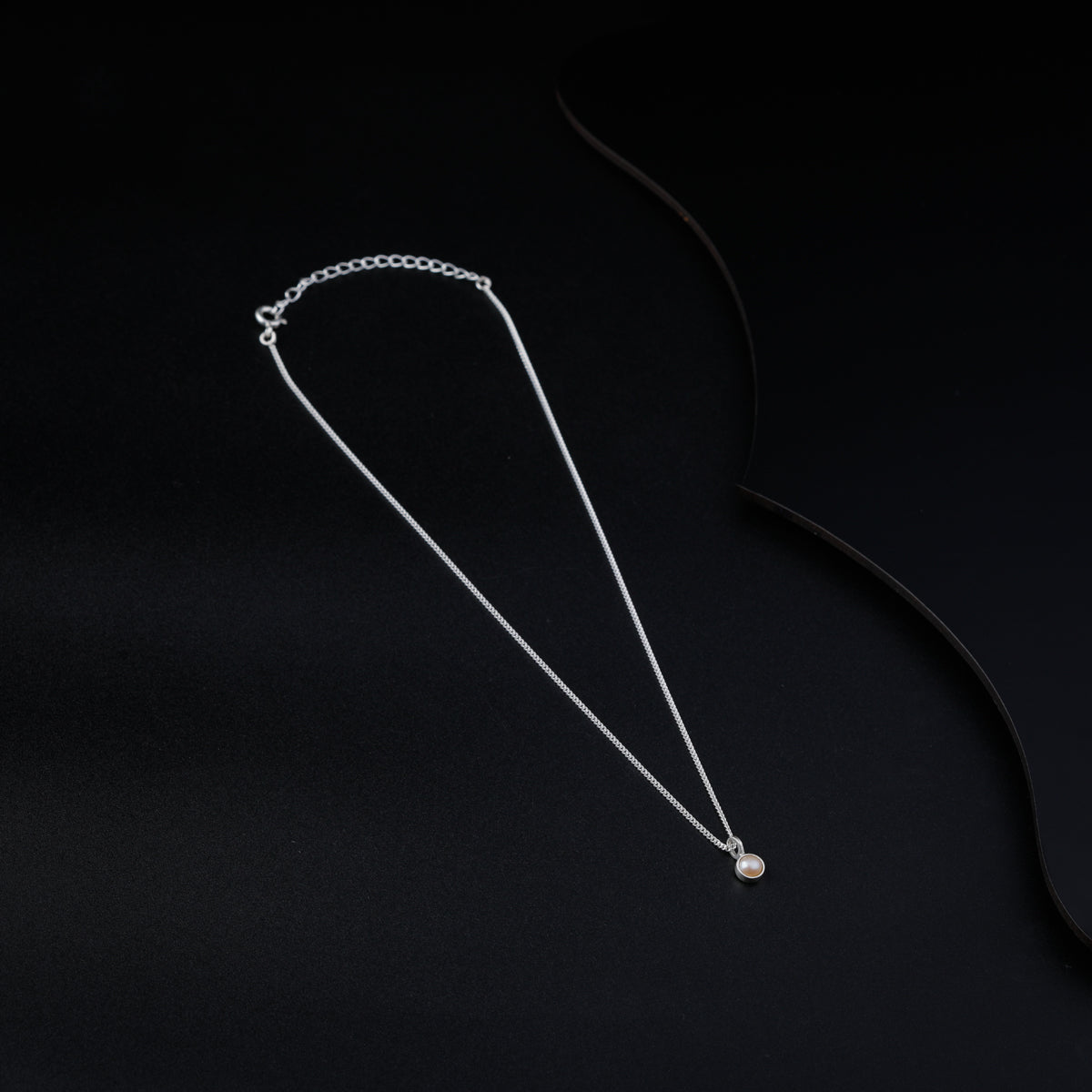 Silver Single Pearl Chain Necklace