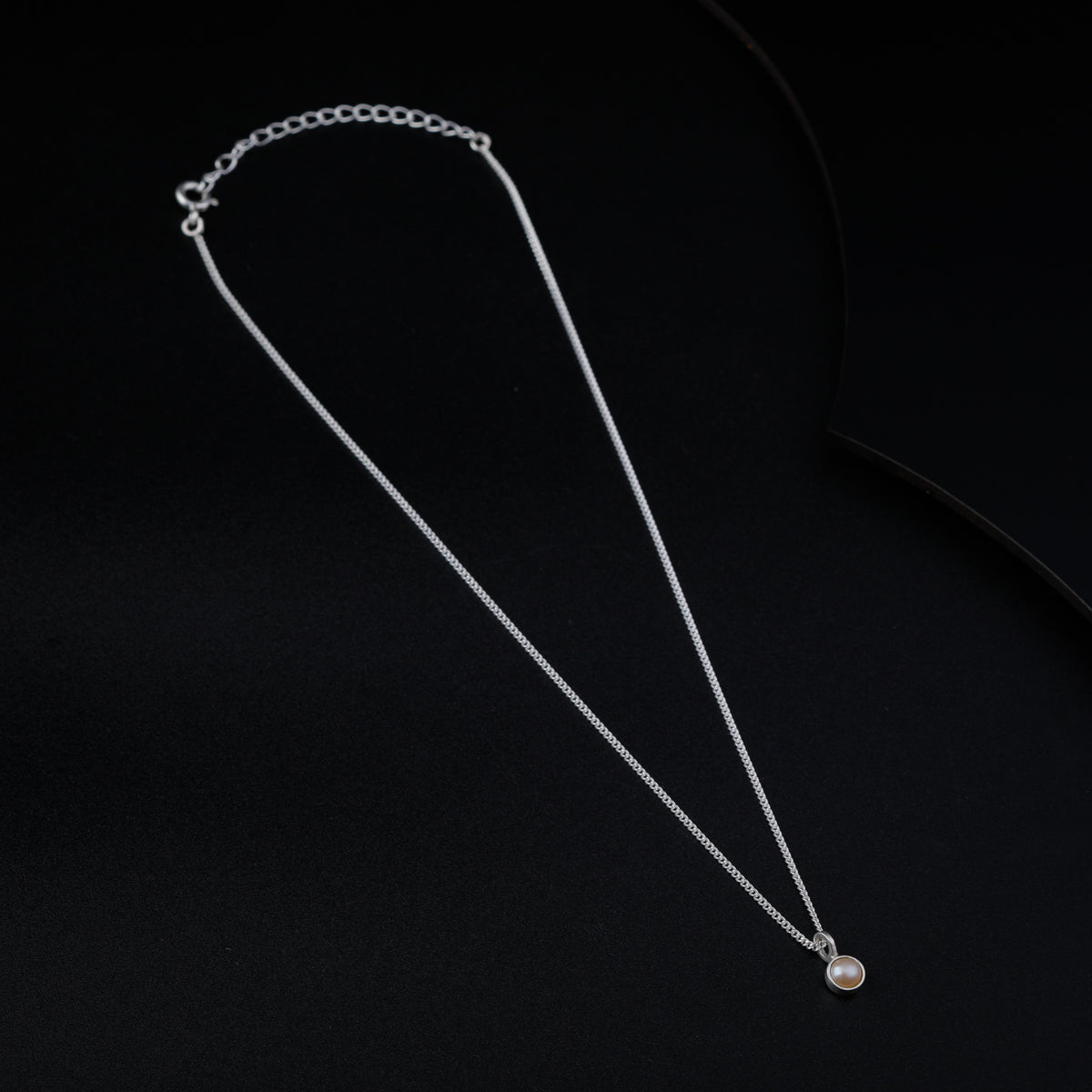 Silver Single Pearl Chain Necklace