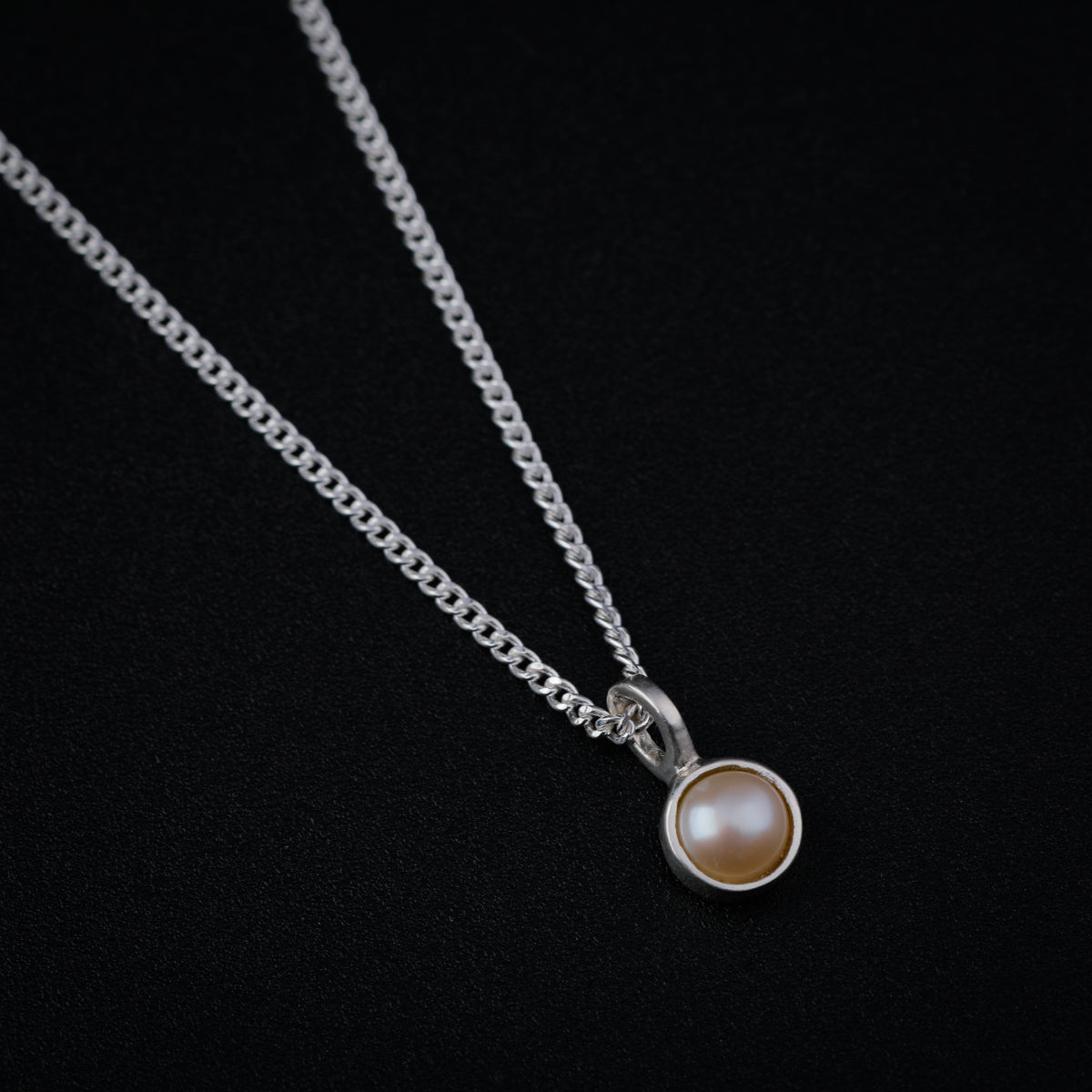 Silver Single Pearl Chain Necklace