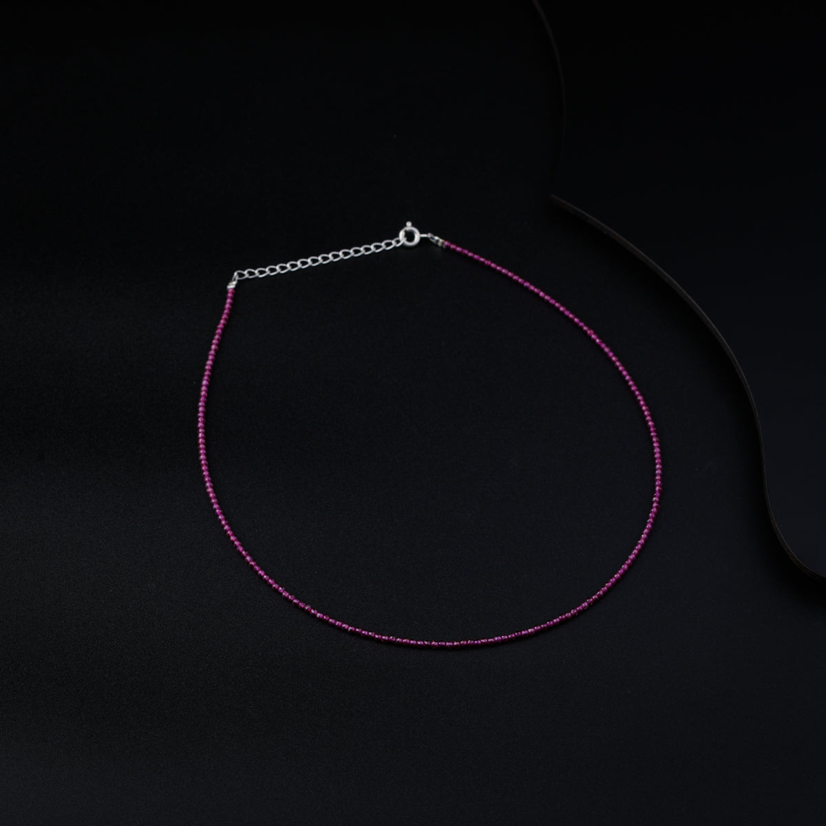 Silver Ruby Necklace (Textured)