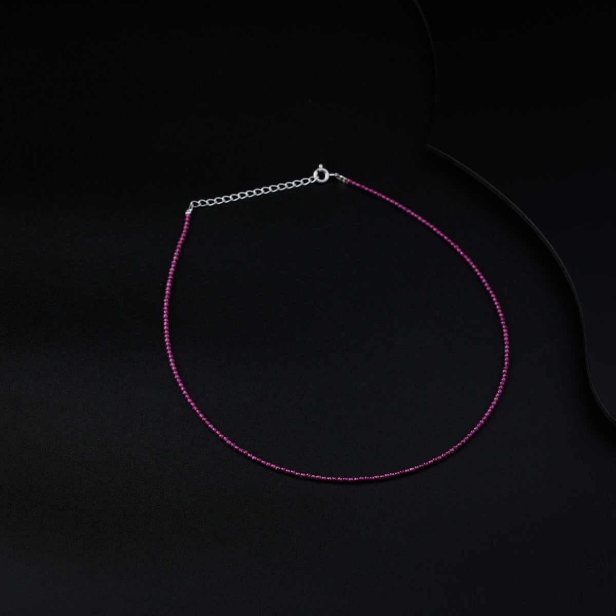 Silver Ruby Necklace (Textured)