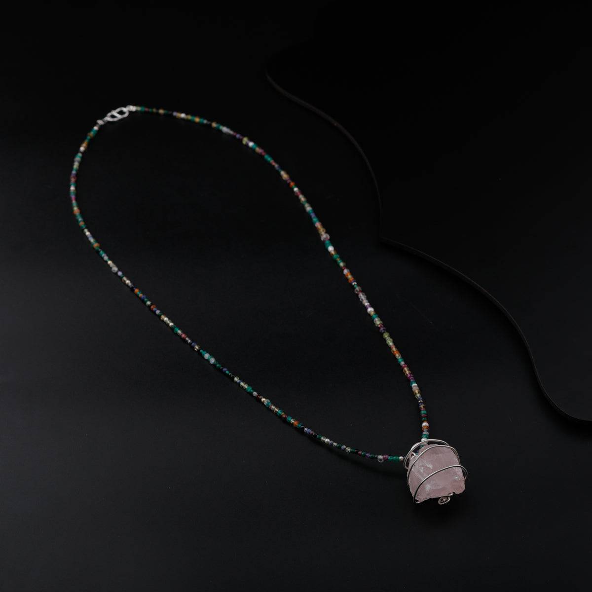 Rose Quartz Stone Pendant Necklace with Semi Precious Stones