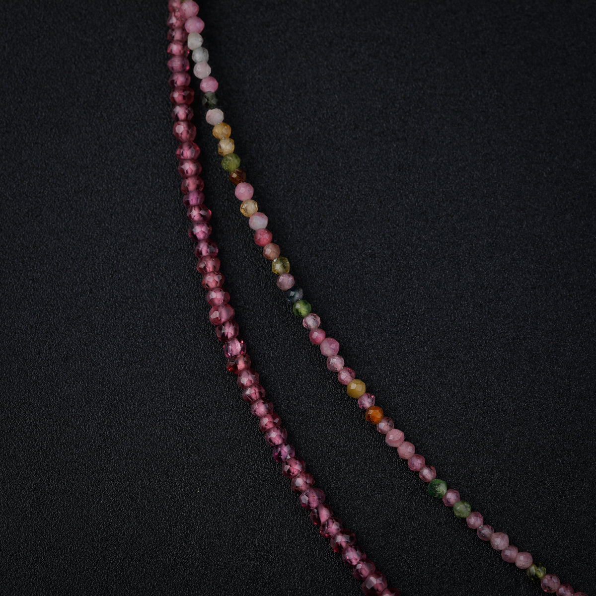 Pink Rhodolite and Tourmaline Silver Necklace