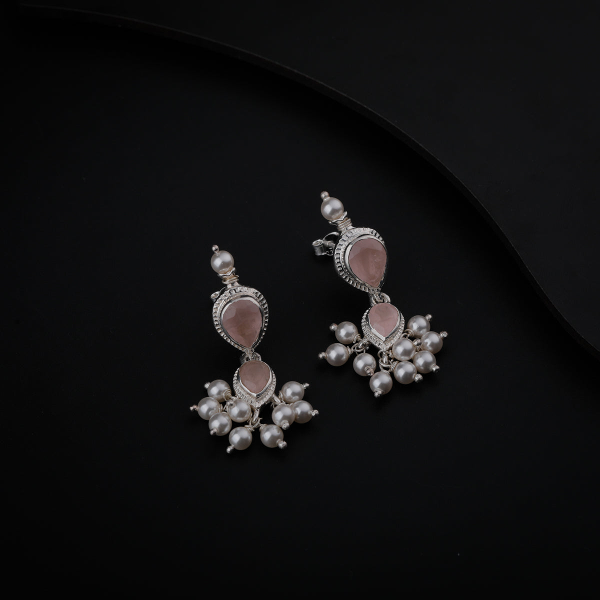 Tanmani Earring with Rose Quartz Stone