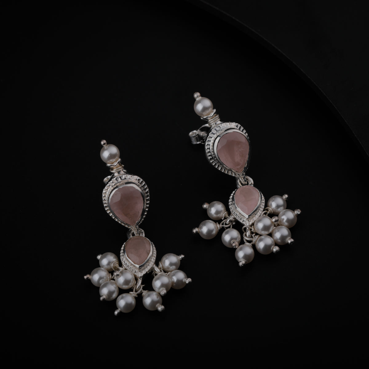 Tanmani Earring with Rose Quartz Stone