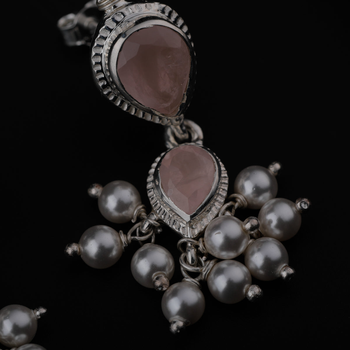 Tanmani Earring with Rose Quartz Stone