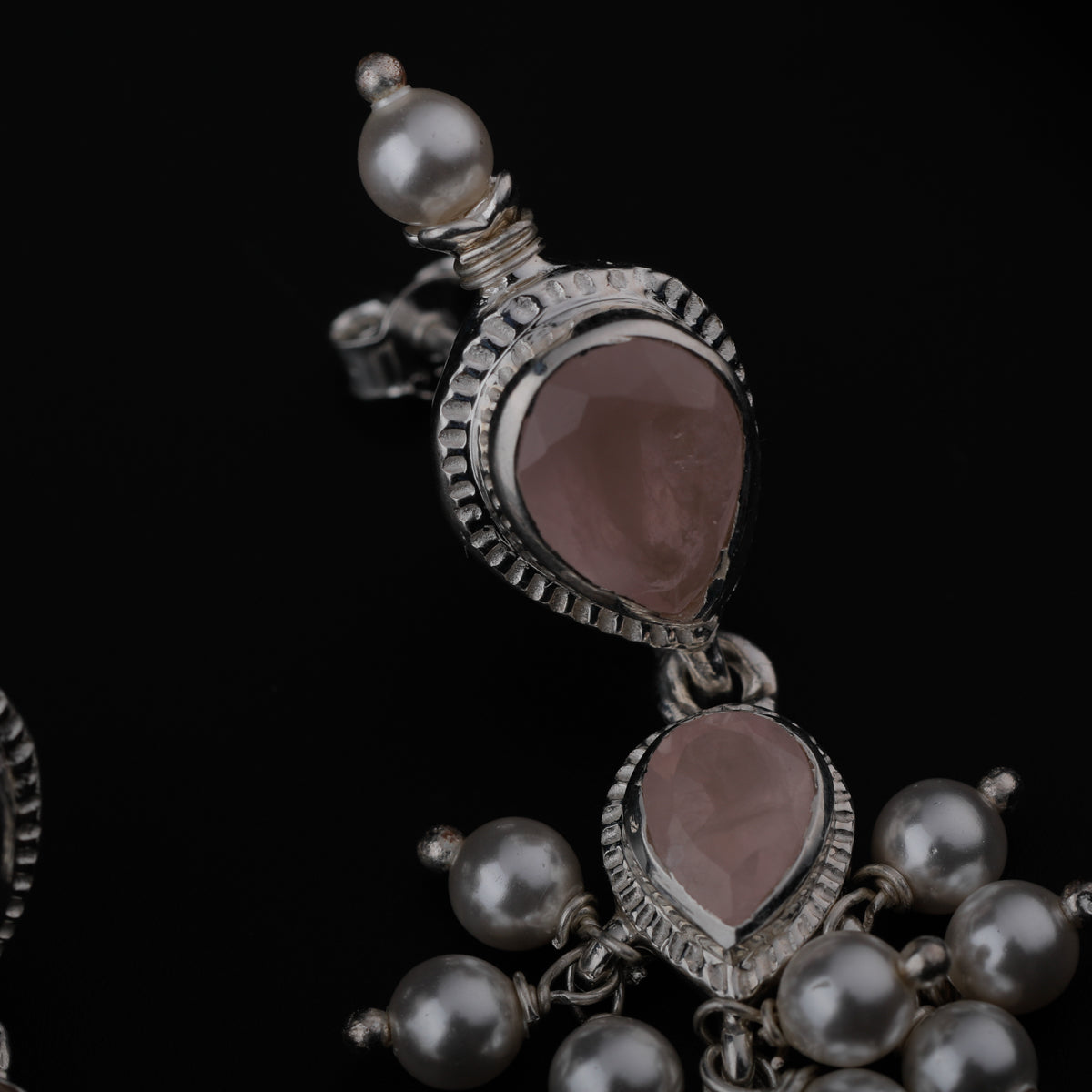 Tanmani Earring with Rose Quartz Stone