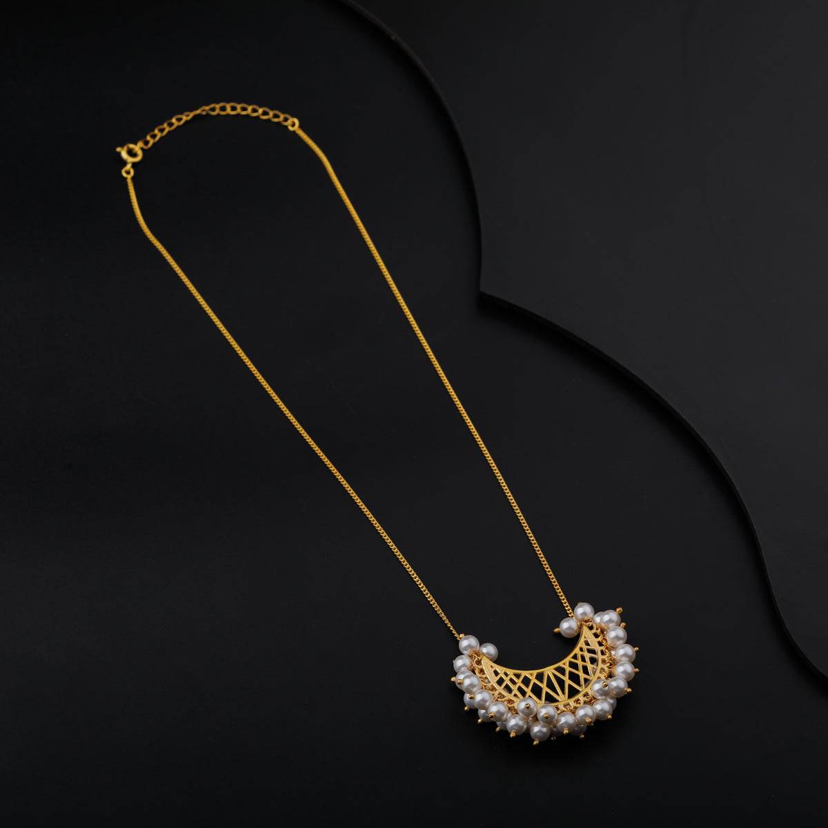 Gold Plated Chand Silver Necklace with Pearls