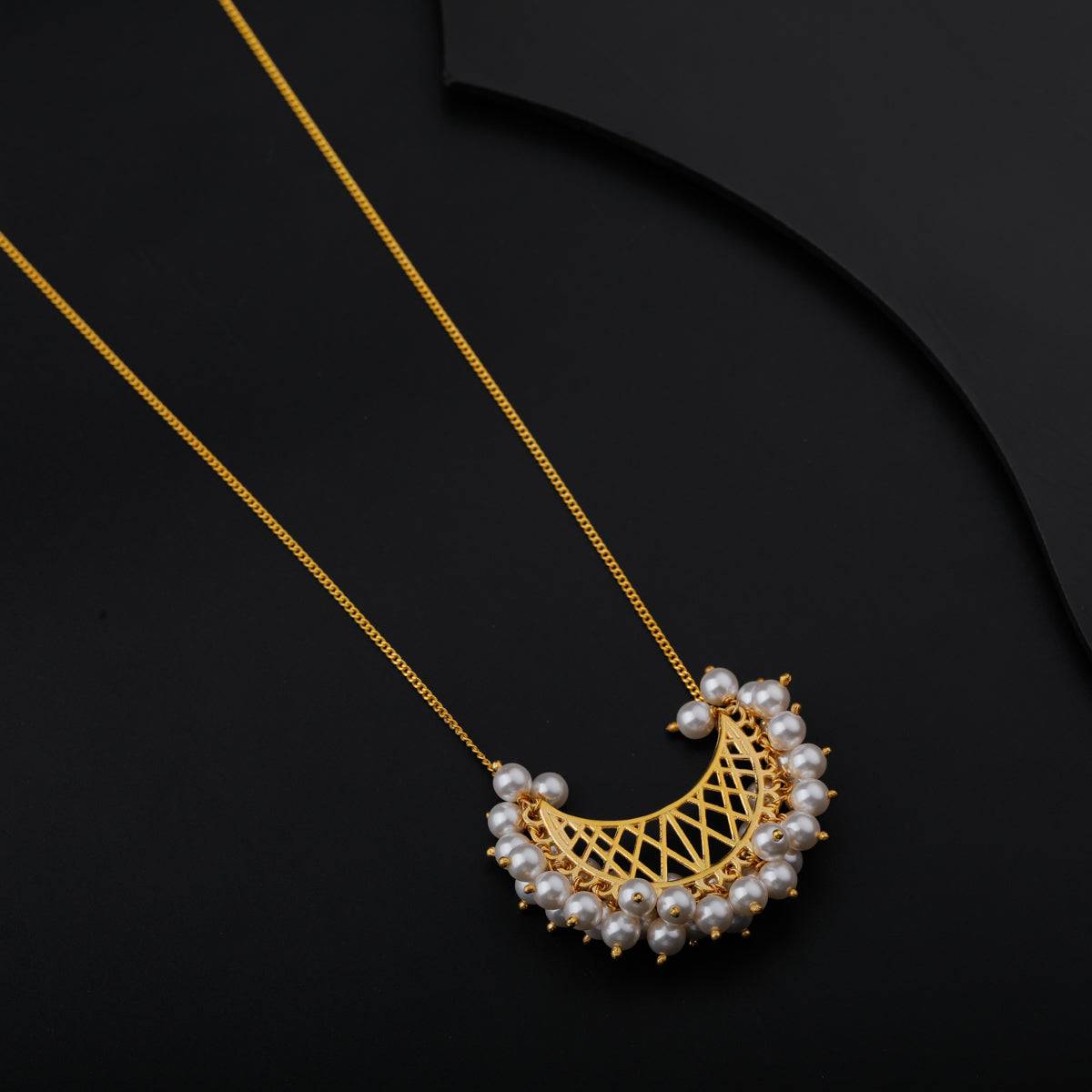 Gold Plated Chand Silver Necklace with Pearls