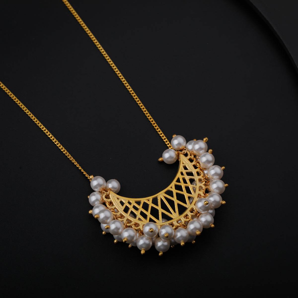 Gold Plated Chand Silver Necklace with Pearls