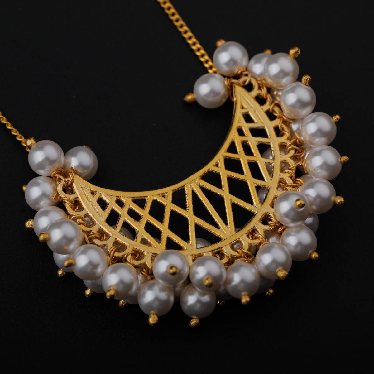 Gold Plated Chand Silver Necklace with Pearls