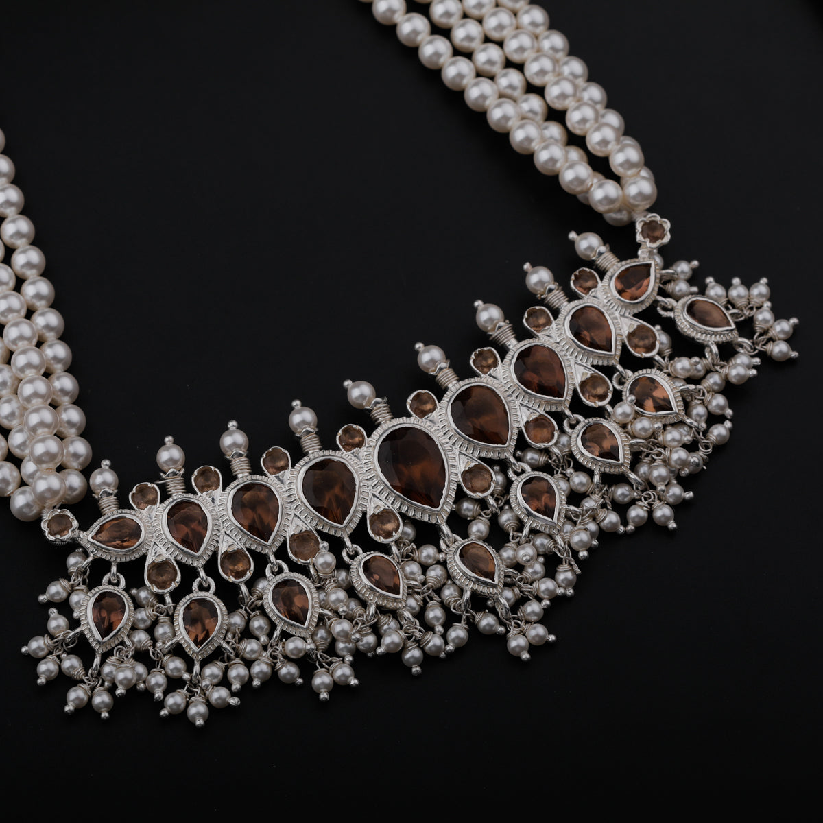 Tanmani Set with Smokey Quartz and Pearls