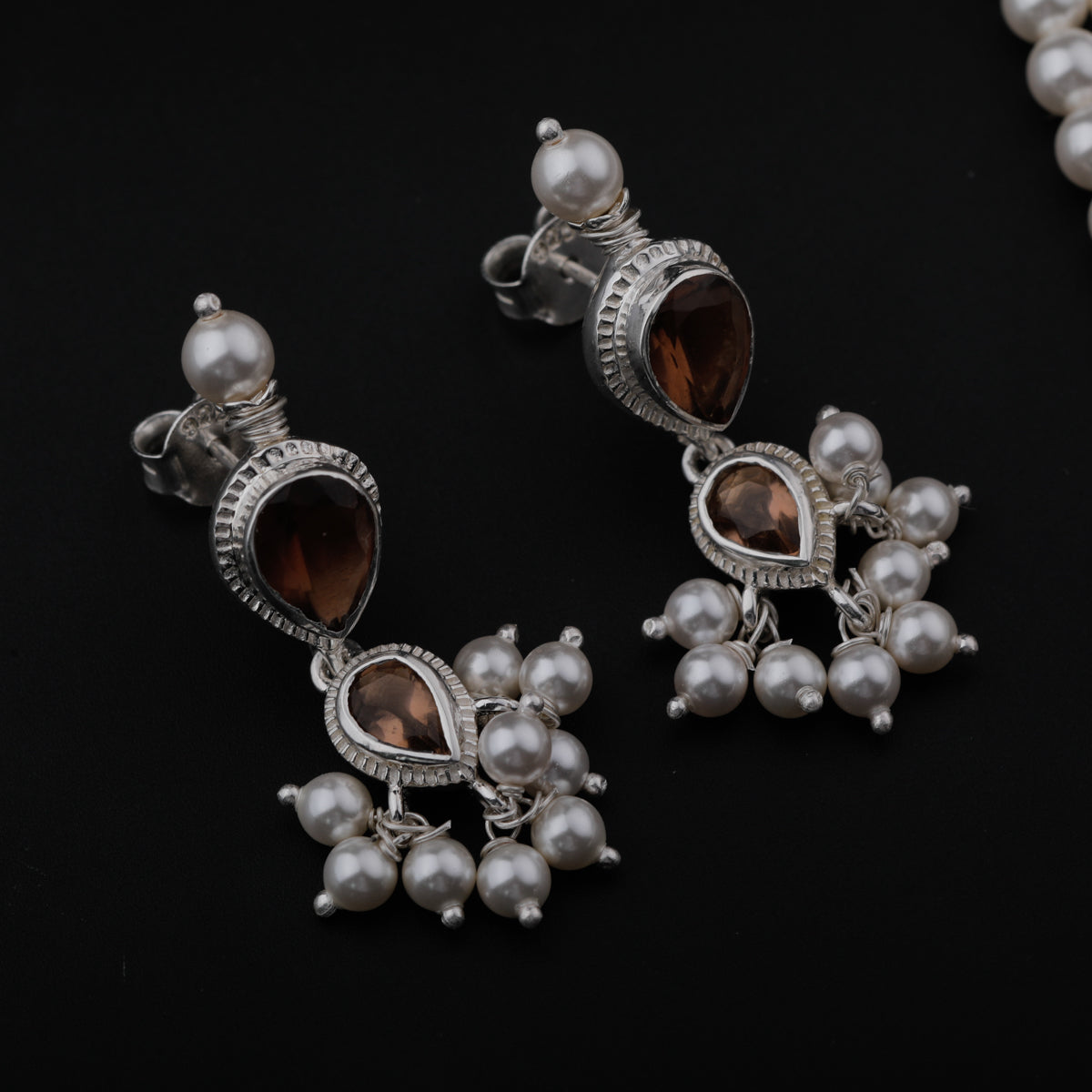 Tanmani Set with Smokey Quartz and Pearls