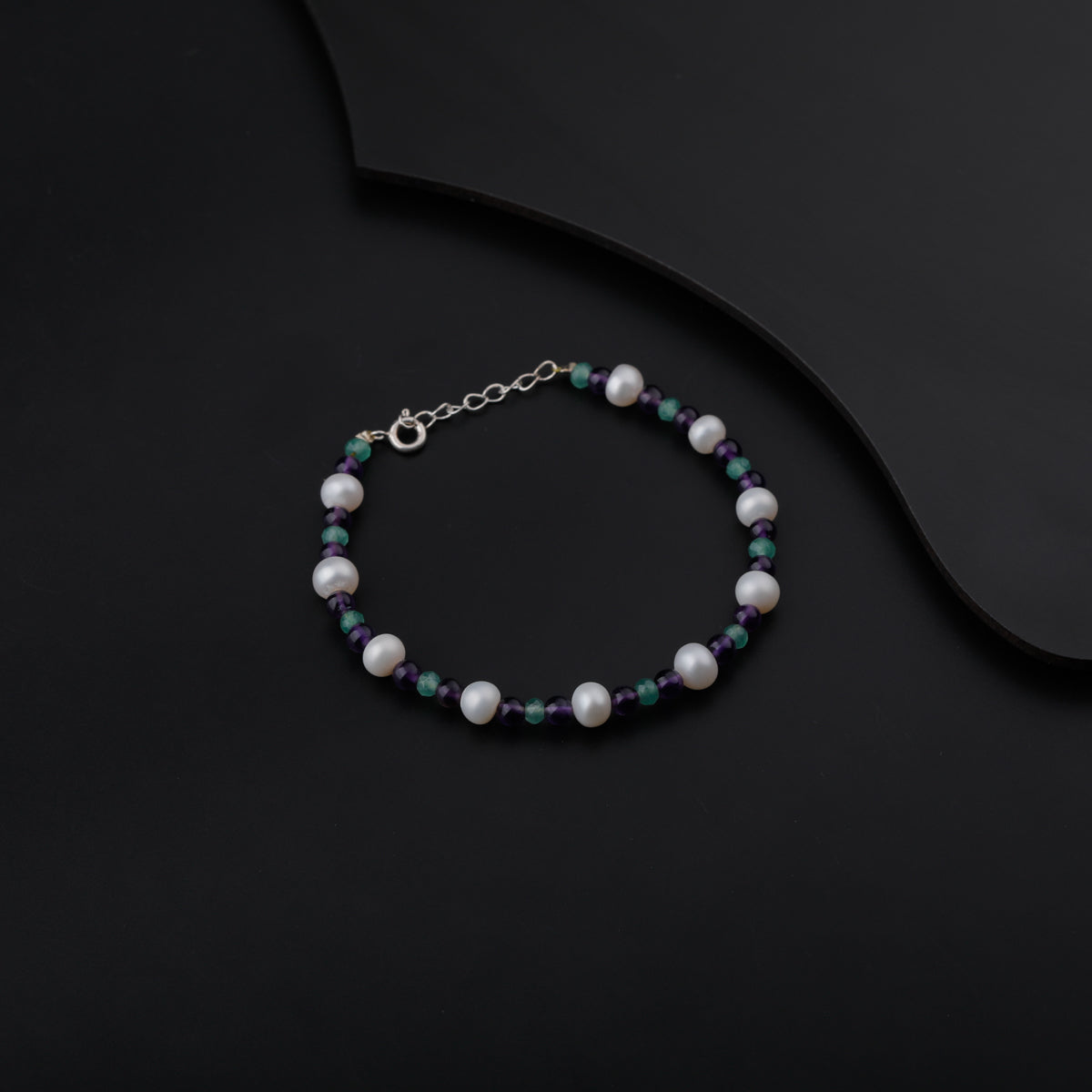 Silver Multicolor Bracelet with Pearls