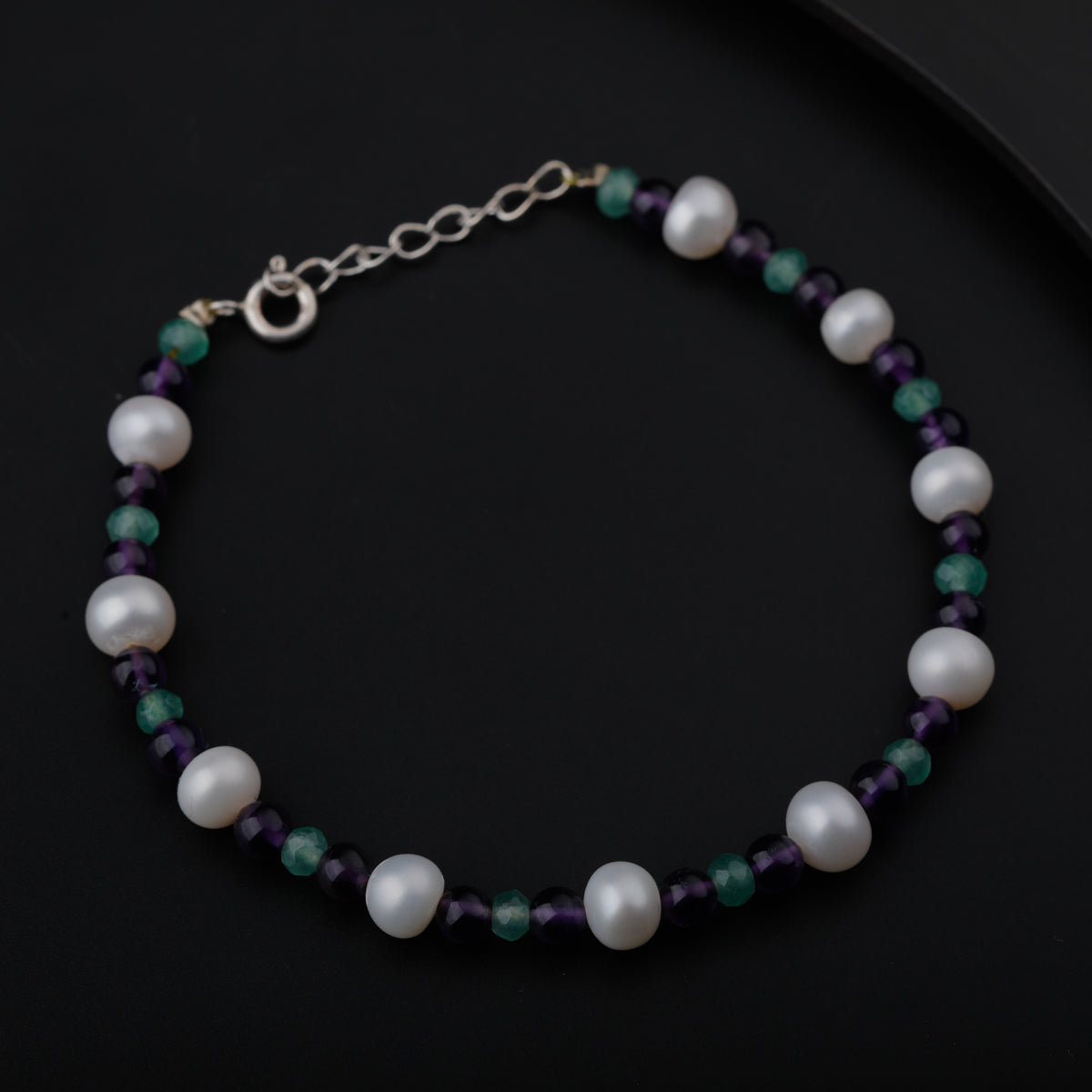 Silver Multicolor Bracelet with Pearls