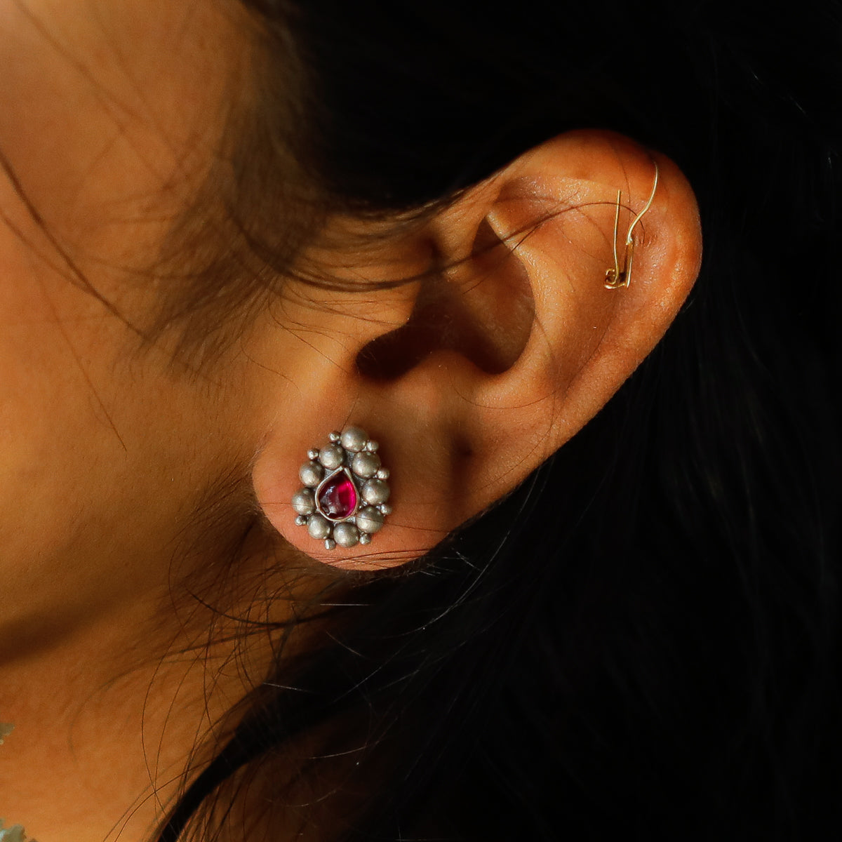 Pink Stone Drop Earrings