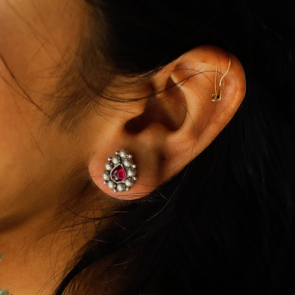 Pink Stone Drop Earrings
