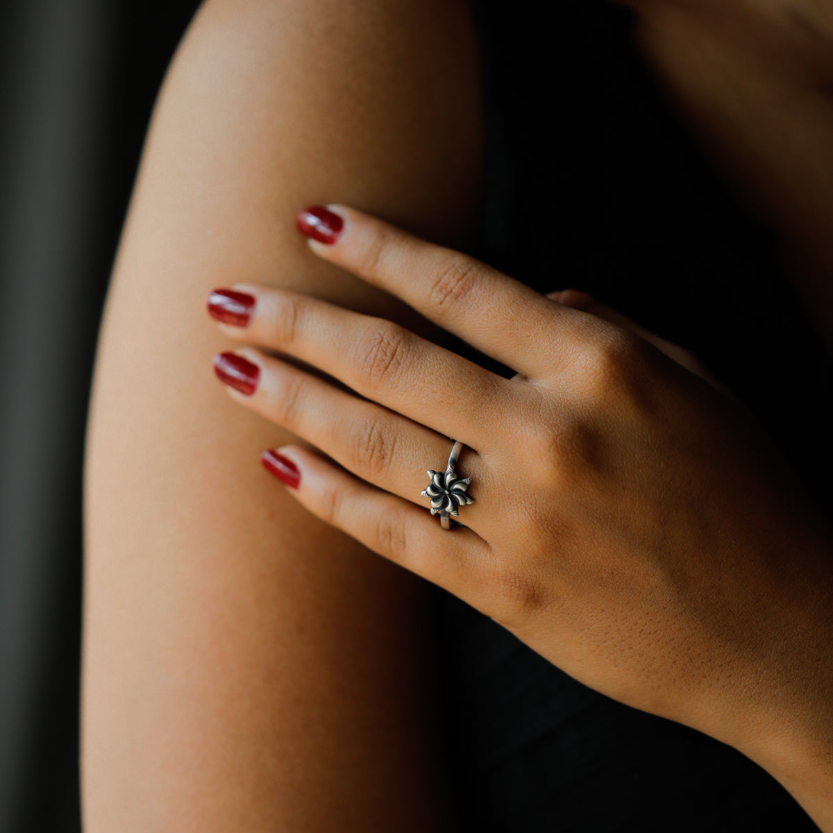 Silver Oxidized Ring (Adjustable)