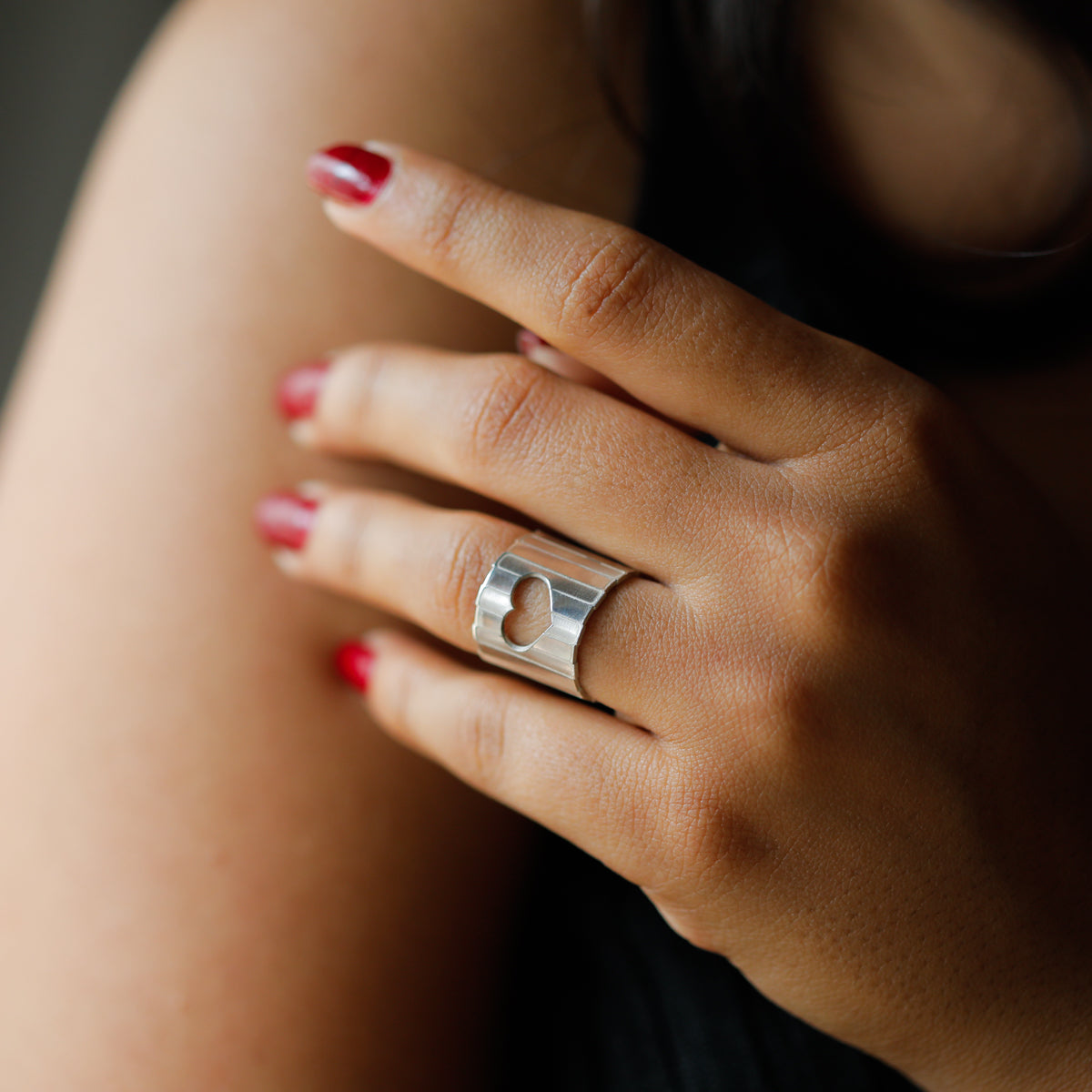 Silver Love Cuff Ring