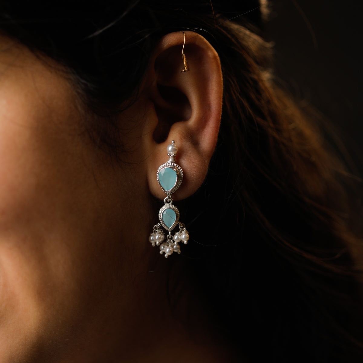 Tanmani Earring with Chalcedony Stone