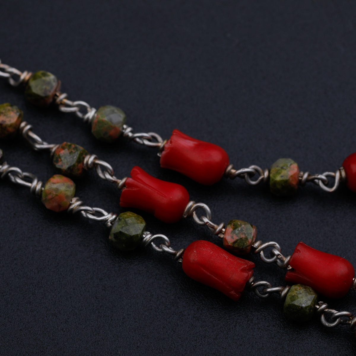 3 Layered Coral Necklace