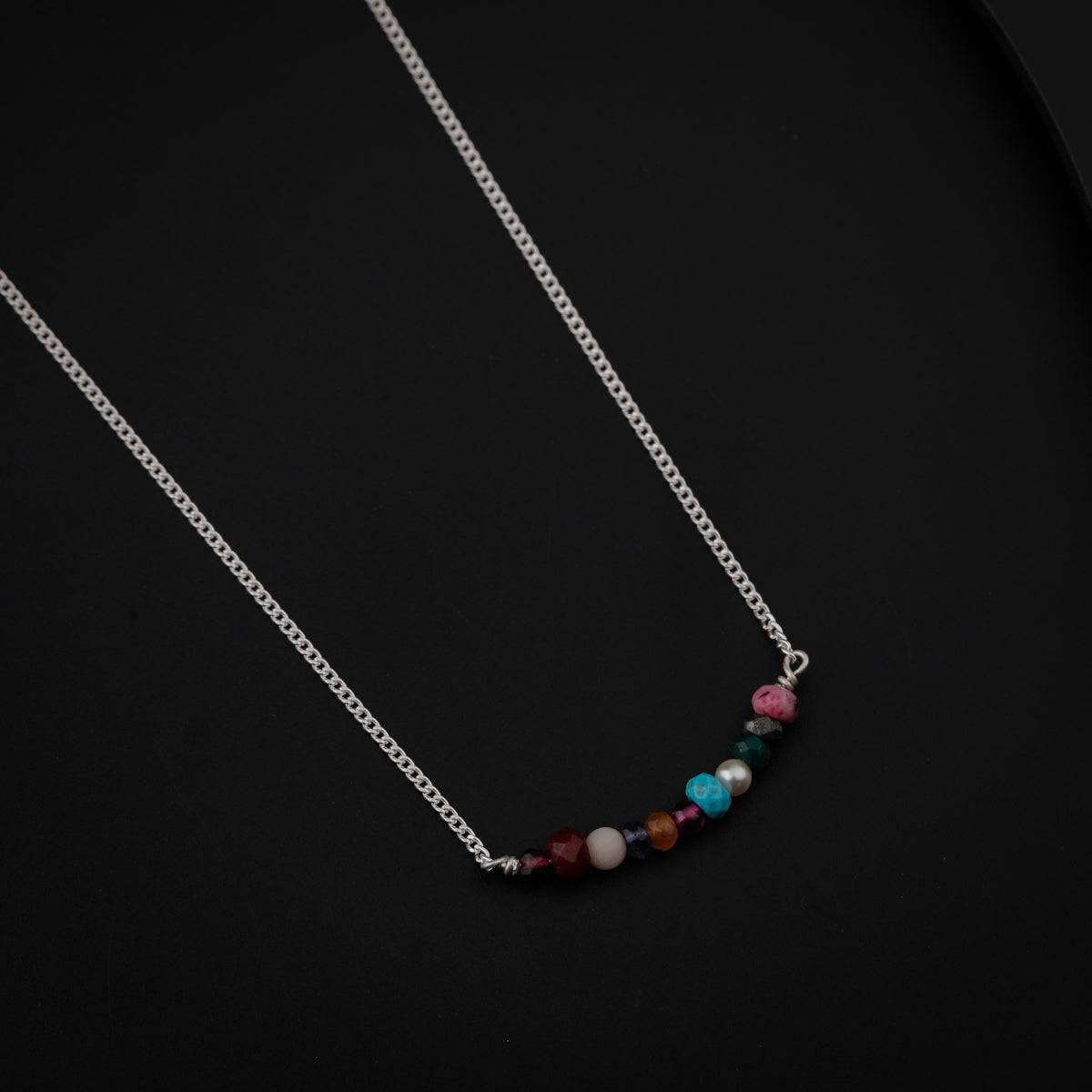 Daily Wear Chain Necklace with Semi Precious Stones