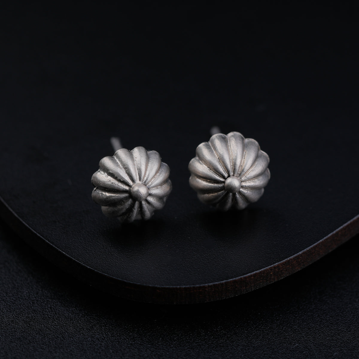 Silver Texture Dome Earrings