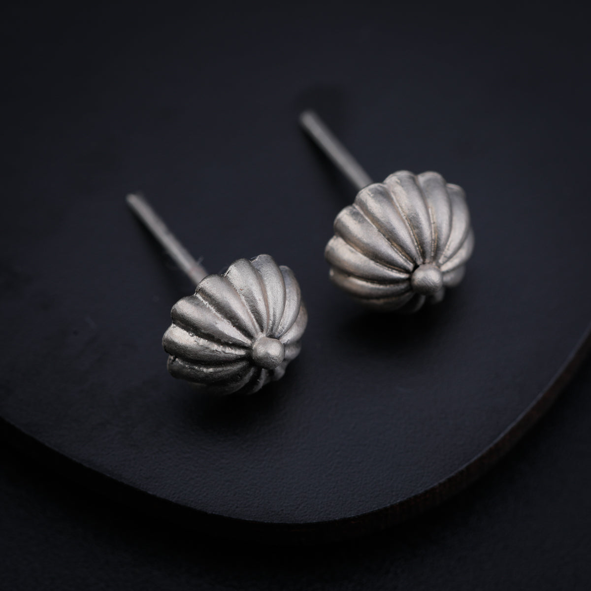 Silver Texture Dome Earrings