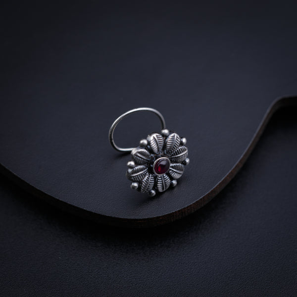Silver Nose Pin with Red Stone in Body Jewelry category