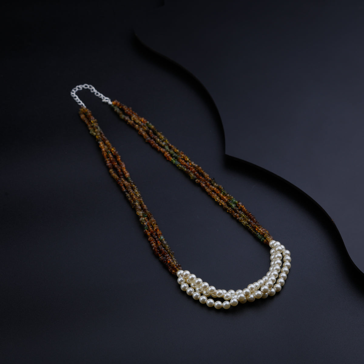 Tourmaline and Pearls Layered Necklace