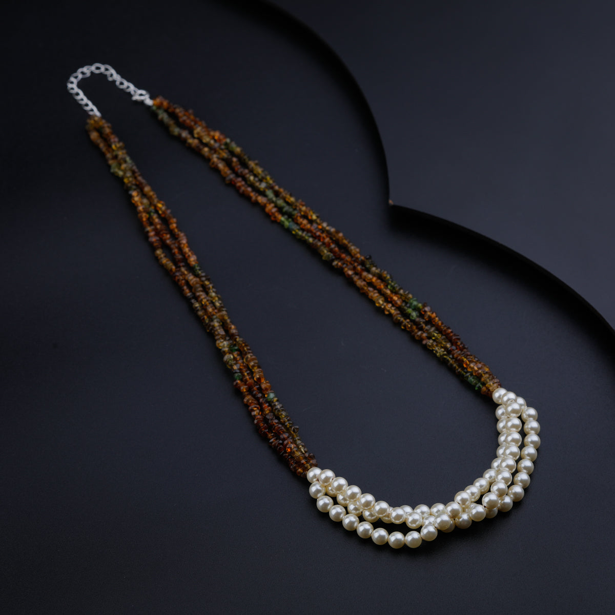 Tourmaline and Pearls Layered Necklace