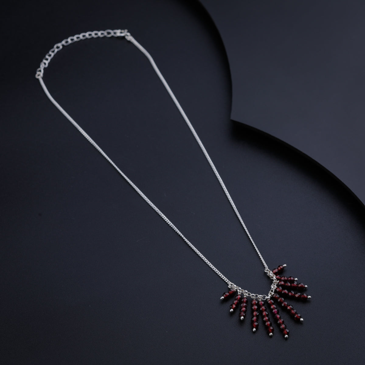 Garnet Bunch Silver Necklace