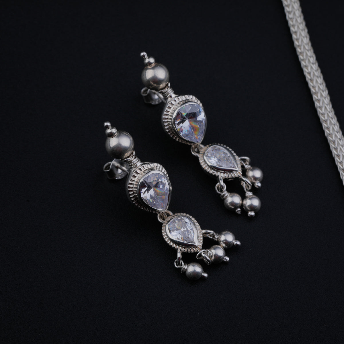 Silver Tanmani Set with CZ Crystals