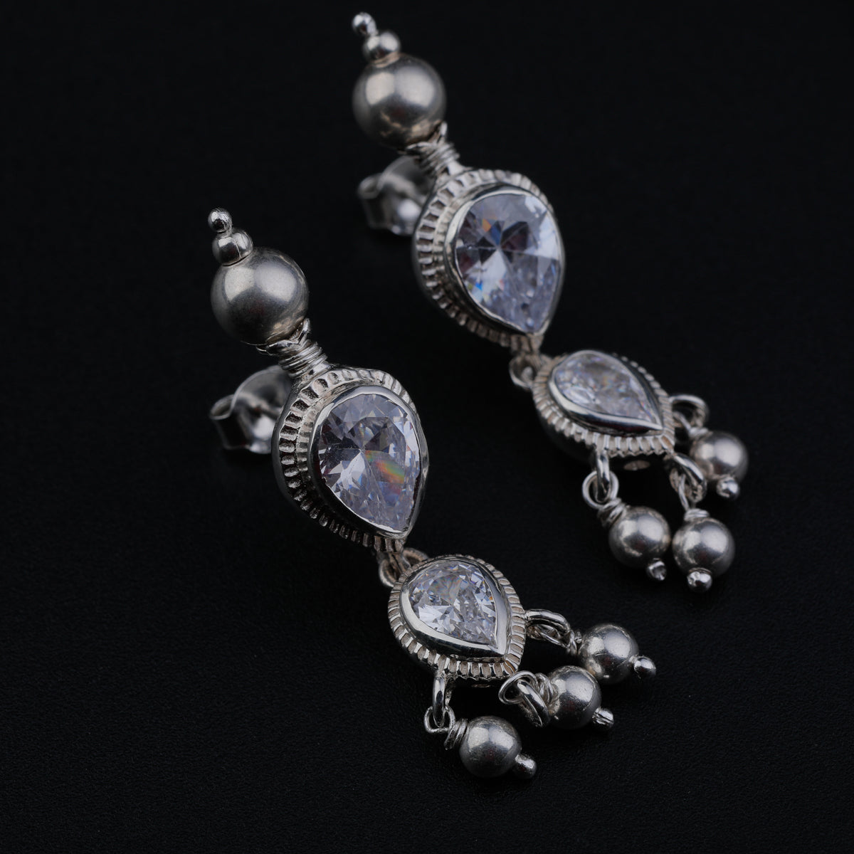 Silver Tanmani Set with CZ Crystals