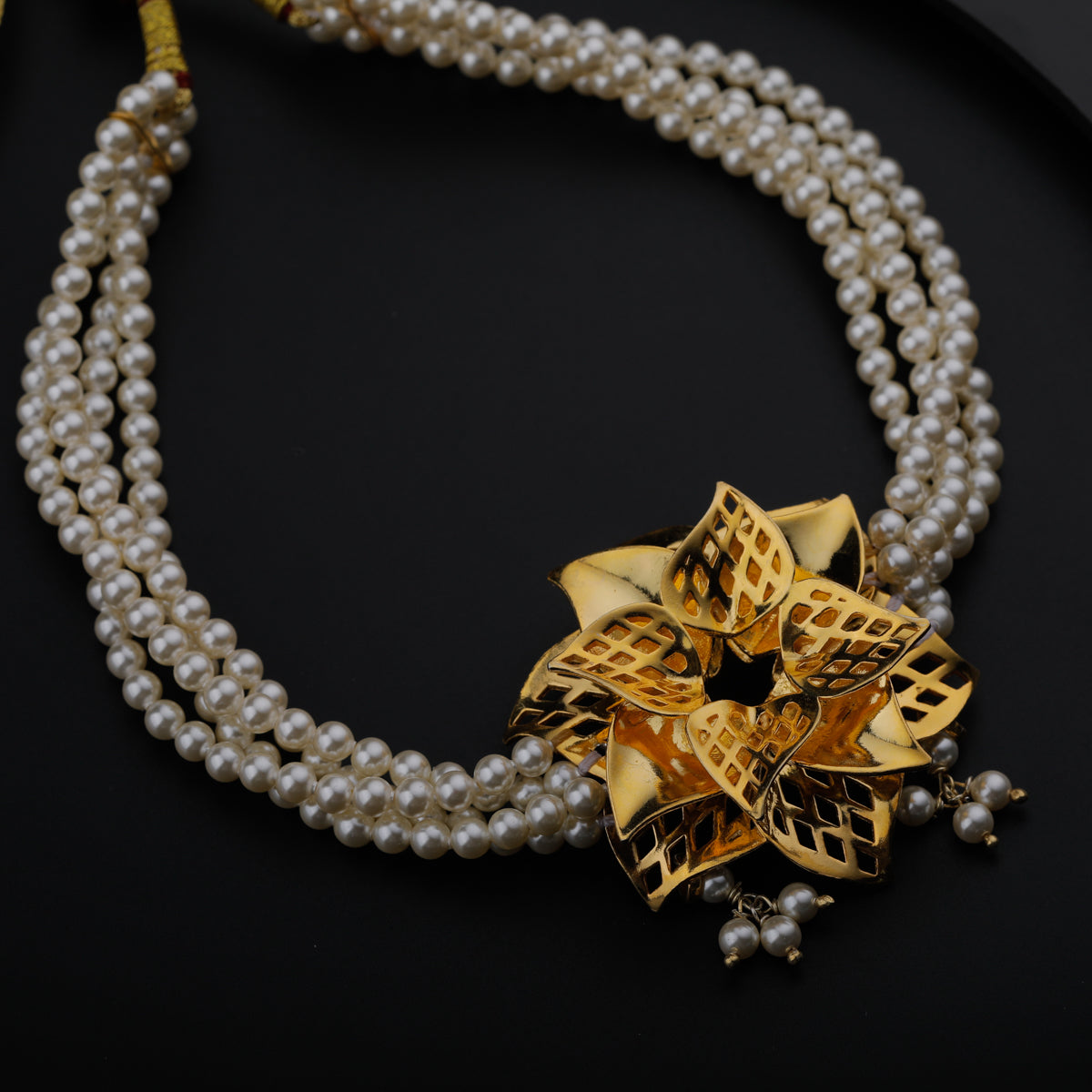 Silver Godavari Gold Plated Motif Choker with Pearls