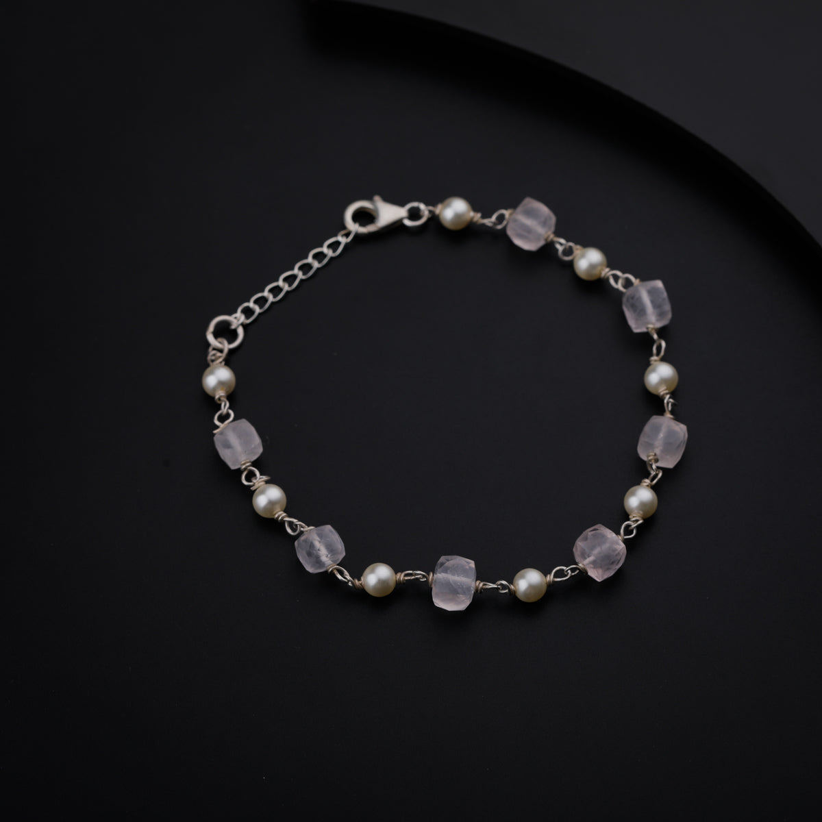 Moonstone and Pearl Silver Bracelet