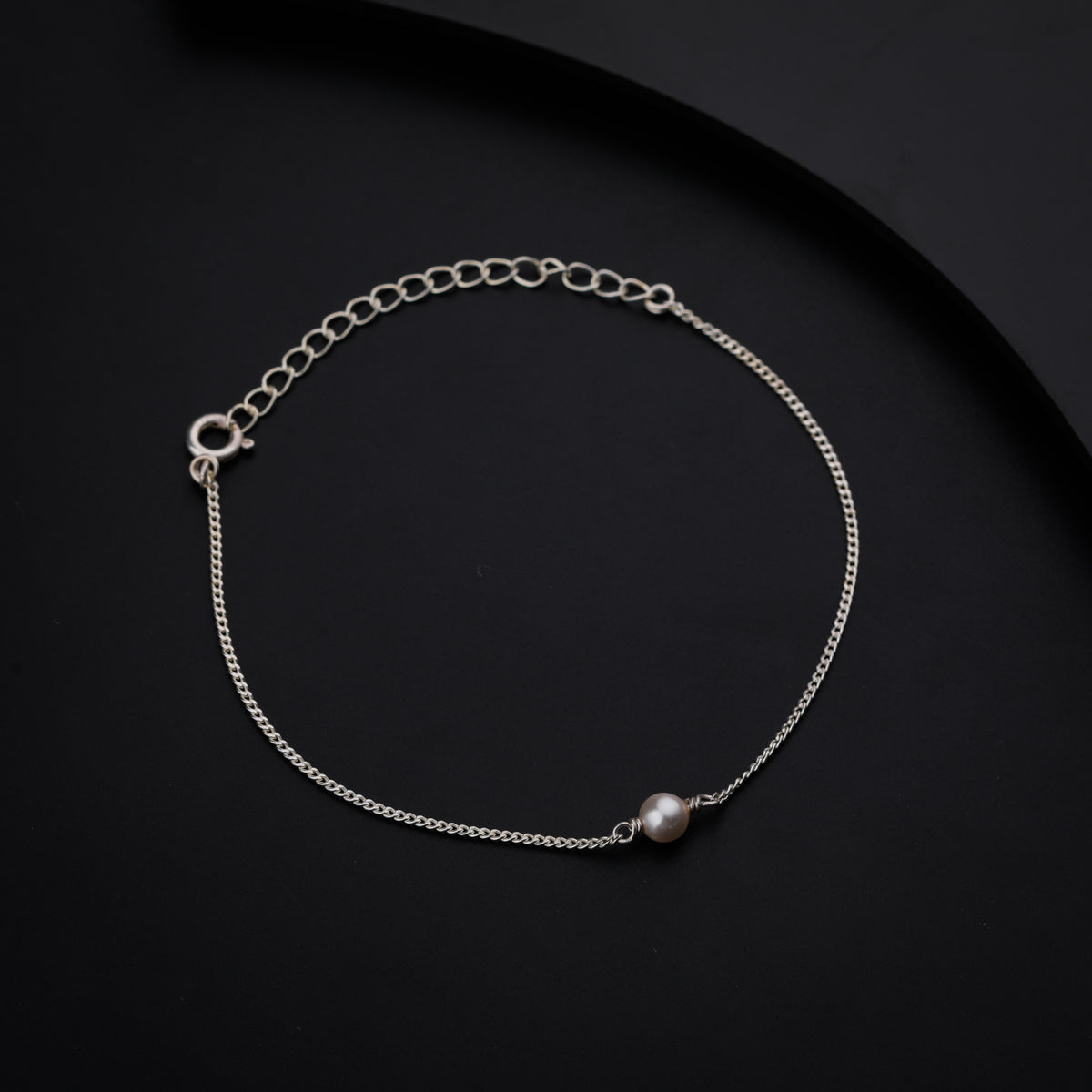 Silver Chain Single Pearl Bracelet