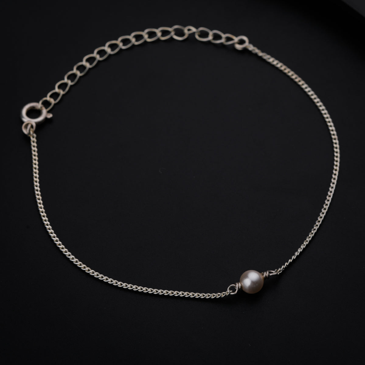 Silver Chain Single Pearl Bracelet