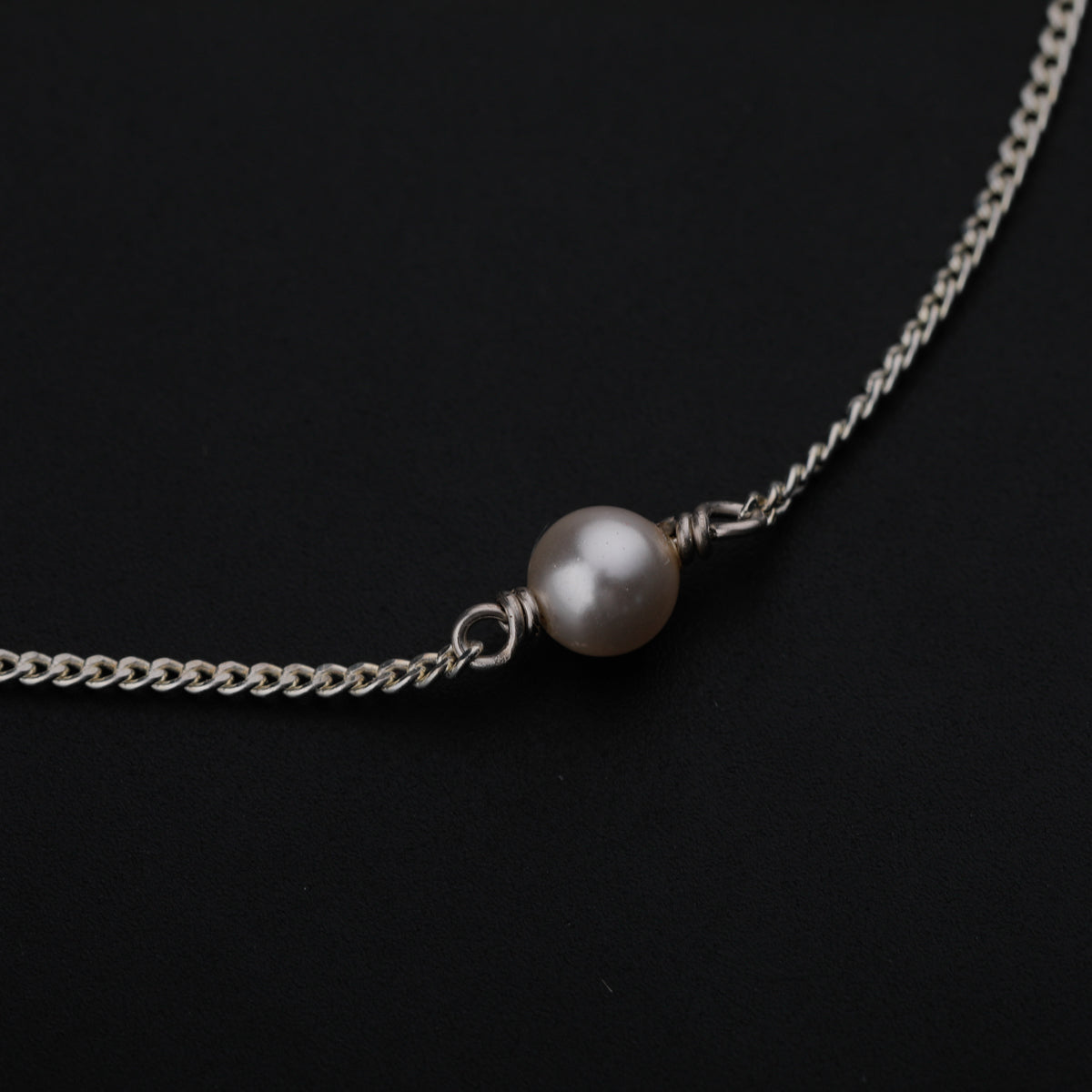 Silver Chain Single Pearl Bracelet