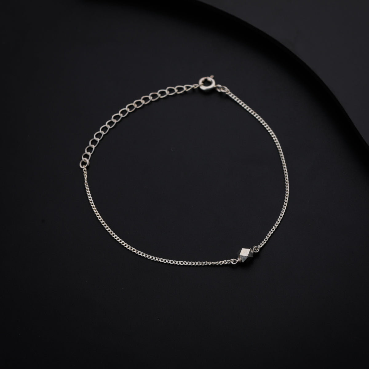 Silver Chain Single Bead Bracelet