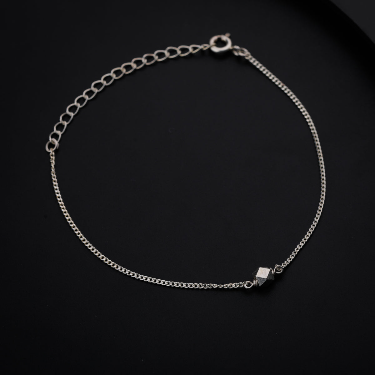 Silver Chain Single Bead Bracelet