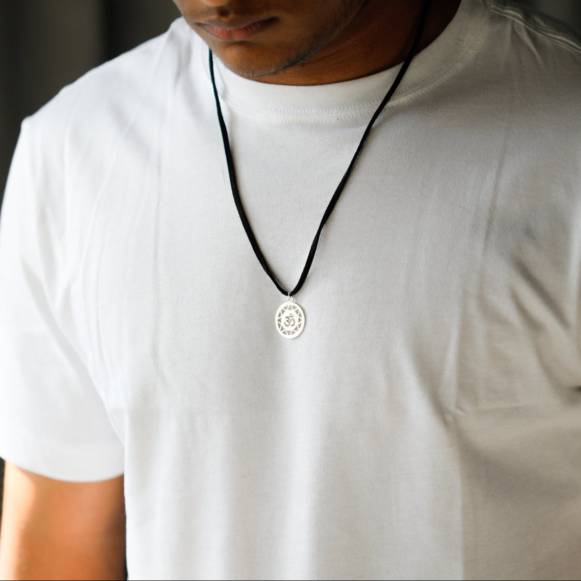 Silver Om Necklace for Men