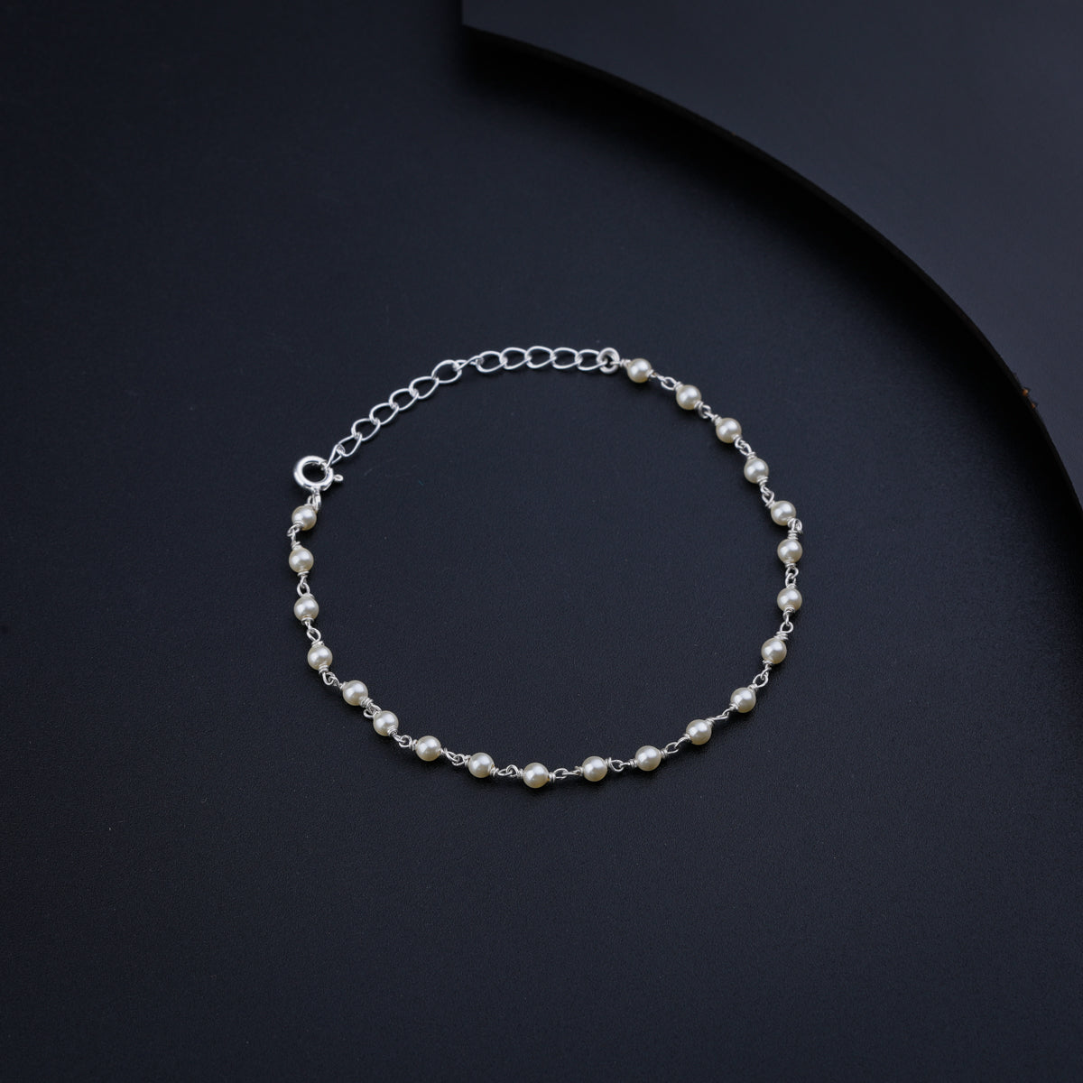 Cream Pearl Silver Bracelet